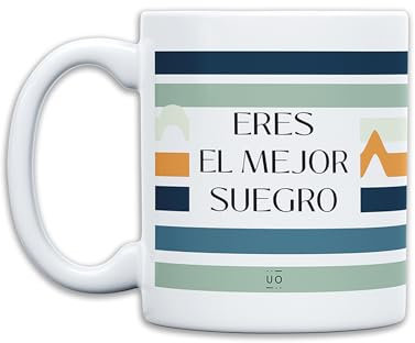 UO Taza de Regalo con Mensaje El mejor suegro, regalo para suegros, regalo original, regalo amigo invisible original, 350 ml, Cerámica