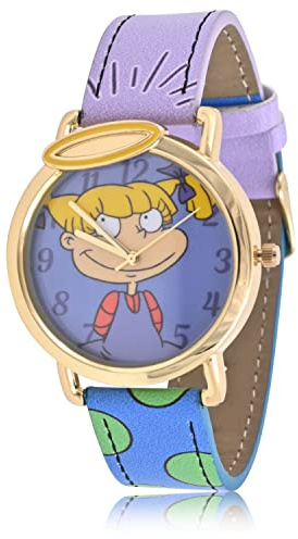 Nickelodeon Rugrats Angelica Kids Watch – Analog Quartz Timepiece with Colorful Printed Strap – Easy-to-Read Dial with Gold-Tone Case – Fun Cartoon Wristwatch for Girls & Boys – Fits Wrists 5.5 to 8