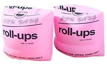 2 Pack Inflatable Swim Arm Bands,Adjustable Pool Floaties, Thickened Safety Swim Wings, Arm Floaties for Swimming Training, Water Floats (Pink)