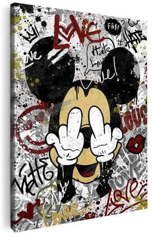 Artmazing | Mickey Maus Bild bunt | Mickey Maus Bilder auf Leinwand | Coole Wandbilder Wohnzimmer | Bild Mickey Maus | Leinwand Mickey Maus | Bilder Wand | Bild Leinwand XXL | Buntes Poster für Wand