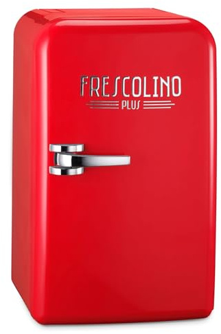 Trisa Frescolino Plus 17L, Mini-Kühlschrank Mobile Kühlbox, 12V Auto, Rot | 230V Steckdose, Kühlt 20°C unter Umgebung, 2 Lüftungsstufen, Camping, Büro, Reisen, Retro-Design