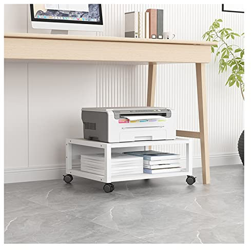HARAY Druckerständer Druckerständer mit 2 Ebenen unter dem Schreibtisch, Kleiner rollbarer, beweglicher Druckertisch mit 4 Rädern, Bürodruckerregal for Mini-3D-Drucker, 50 x 40 x 25 cm Lagerregal