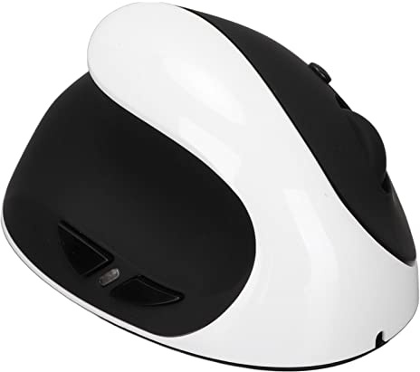 Ratón Inalámbrico para Zurdos, Diseño Profesional 2.4G Ratón Inalámbrico Vertical para Zurdos Acabado Mate de Goma USB Recargable para Tableta (Blanco Negro)