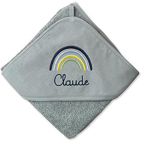 upstitch studio Kapuzenhandtuch für Baby (75x75cm) und Kinder (100x100cm) mit Namen personalisiert für Jungen und Mädchen aus 100% Baumwolle - Babyhandtuch und Kinderhandtuch (Grün, 75 x 75 cm)