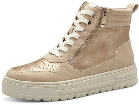 MARCO TOZZI Damen Stiefeletten zum Schnüren Gefüttert mit Reißverschluss, Beige (Dune Comb), 38 EU