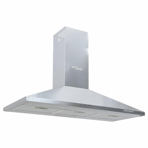 vidaXL Dunstabzugshaube, Abzugshaube mit 3 Geschwindigkeitsstufen, Wandhaube Küche mit verstellbarem Rauchabzug, Wandabzugshaube Dunstabzug, 90cm Edelstahl