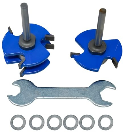 Dapetz ® Tongue and Groove Router Bit 2PC Set 1/4 Shank T Type 3 Tooth Cutter Comes with Spanner and Washers Compatible with Bosch, Makita & DeWalt