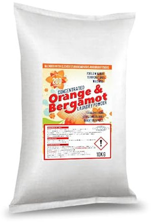 Earth's Scents Orange & Bergamot Non-Bio Washing Powder 10KG - Professional Laundry Detergent 200 Washes