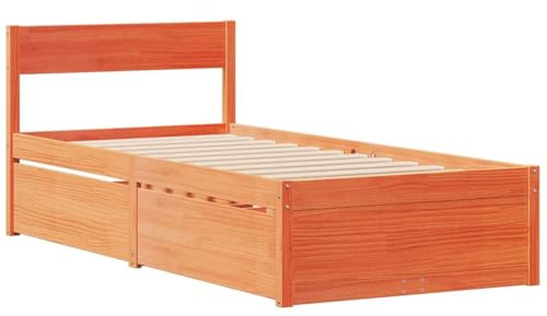 vidaXL Bed Frame without Mattress Wax Brown 75x190 cm Small Single Solid
