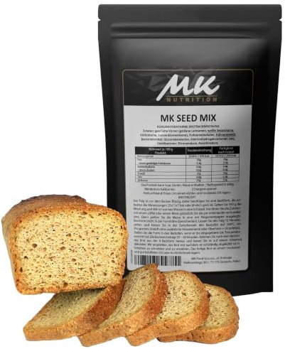 KETO Bread 0.4g carbs |MK Seed Mix| 680 g für 2 Brote (1,2kg) | Eiweißbrot Backmischung | Kohlenhydratarme Keto Brot | 15 g Protein | für Low Carb, Keto & Diabetiker