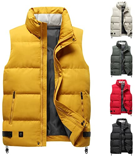 OBiQuzz Gilet trapuntato da uomo per attività all'aria aperta, con chiusura lampo, colletto alto, in piuma, per le mezze stagioni, senza maniche, da pesca, antivento, per attività all'aria aperta,