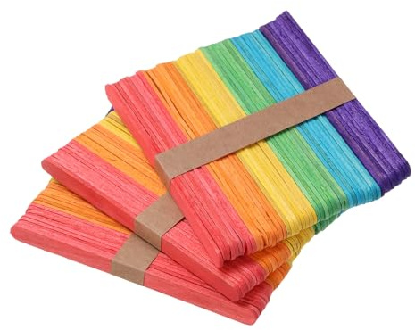 QUARKZMAN 150uds Artesanales Palos 5 x 3/8 Hielo Palos Crema Madera Palos Cera Palos para Construir Mezclar y Crear Artesanales Proyectos Coloreados