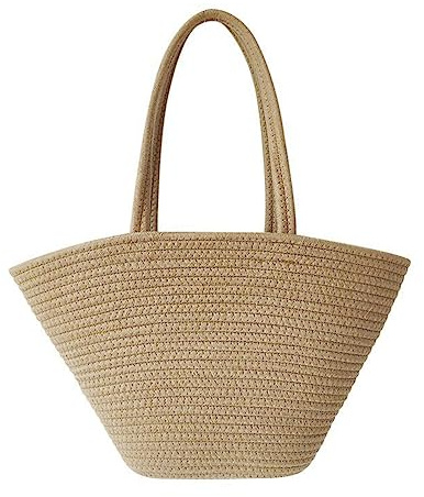 Pvczool 1 PCS Fashion Retro Cotton Rope Woven Straw Bag for Travel, Holiday, Shopping,
