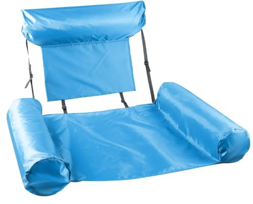 FIYSON Aufblasbarer Schwimmstuhl,faltbar Aufblasbare Wasserhängematte, Schwimmbad Float Hängematte Stuhl,Tragbare Wasserhängematte Floats Schwimmender Stuhl,zum Strandschwimmen im Freien (Himmelblau)