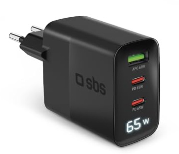 SBS Alimentatore LCD 65W, Tecnologia GaN, Power Delivery (PD 3.0 PPS)