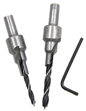 LZZYFPX 2 uds Dos Bordes Tres Pasos carpintería Tres Puntos Taladro for Agujeros avellanado 4/5mm Cono autocentrante Broca for Agujeros Juego de Herramientas Durable