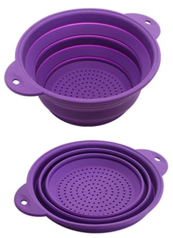 BFLKY Folding Silicone Drain Basket Fruit Vegetable Washing Basket Foldable Strainer Colander Drainer Kitchen