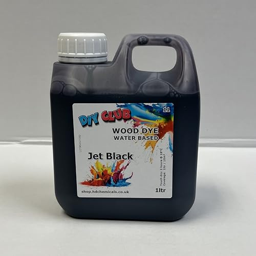 Water-Based Wood Dye, Wood Stain 500ml, 1000ml. Eco-Friendly, Non-Toxic, for DIY Interior Projects, Quick Dry, Furniture.Black, Red, Green, Blue, Pine, Oak, Brown, Mahogany, (Jet Black, 1000ml)