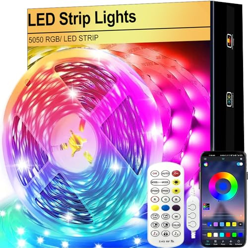FOLAI Led Strip, Bluetooth Music Sync, Timer-Einstellung RGB LED Streifen, Farbwechsel Led Lichterkette mit Fernbedienung Leiste Band für Schrankdeko, Party, Zuhause, Schlafzimmer, Dimmbar (4M)