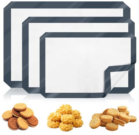 KOUHA Tappetino da Forno in Silicone Set da 3 Baking Mat Tappetino Spianatoia Silicone per Macarons Pasticceria Senza BPA Antiscivolo Durevoli