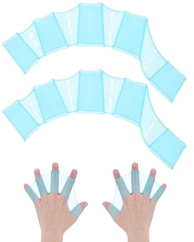 M METERXITY 1 Pair Silicone Swimming Gloves Webbed Swim Gloves Half-Finger Frog Type Medium Swim Training Gloves Water Resistance for Swimming/Diving/Water Aerobics [Blue]