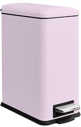 JM ·YIPENG Bathroom Bin 10L, Small Kitchen Bins with Soft Close Lid,Slim Pedal Bin with Removable Inner Bucket Small Bins for Bathroom,Bedroom,Office and Kitchen,Pink
