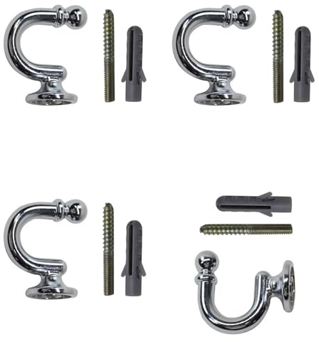 4 Pack Curtain Tie Back Hooks – U-Shaped Wall Mount Holdbacks for Drapes & Curtains, Decorative Tieback Holders for Living Room, Bedroom & Office