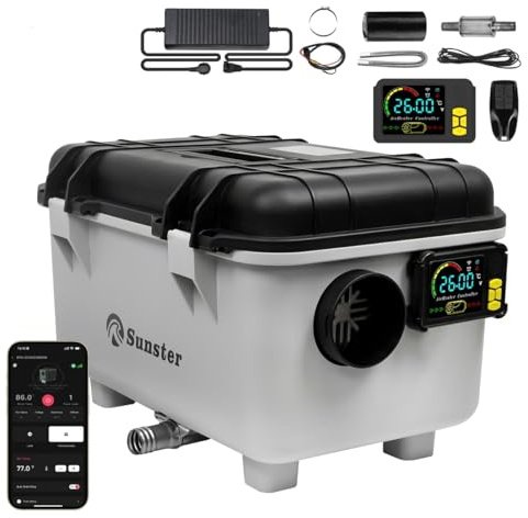 Sunster 8KW Luft Dieselheizung, Tragbare Standheizung mit APP EU-Adapter