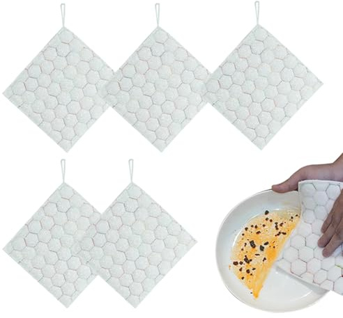 Lavettes de Cuisine pour Vaisselle - Chiffon À Récurer avec Fil d'acier Double Face | 5 Pièces De Lavettes De Cuisine pour Verre Fenêtre Table Assiette Électroménager Restaurant Voiture Salle De Bain