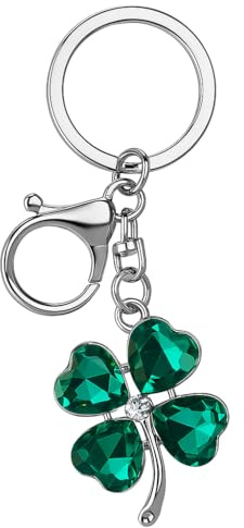Porte-Clés, Pendentif Trèfle à Quatre Feuilles avec Cristaux Étincelants, Design Élégant et Porte-Bonheur, Cadeau Original pour Toutes Occasions,Bagages Décor