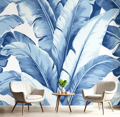 NAWVNMI Papier Peint Soie Panoramique Feuilles De Bananier, 450 x 315cm, 3D Poster Geant Mural Personnalisé, Ambiance Tropicale, pour Salon Chambre restaurant Décoration Murale