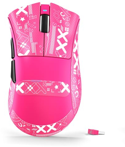ATTACK SHARK V3 Mouse da Gioco Wireless Ultraleggero con 25K DPI-Berry RedB | Sensore Ottico PAW3311, Polling 1K, Switch Meccanico, Mice Ergonomic con Tape per eSport/Office, Tri-mode 2.4G/BT/Cablato