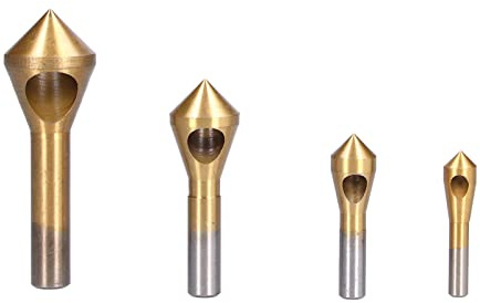 Broca de desbarbado avellanadora, cortador de agujeros cónicos, herramienta de biselado de acero de alta velocidad para acero, madera, plástico, Metal ligero, 4 Uds.