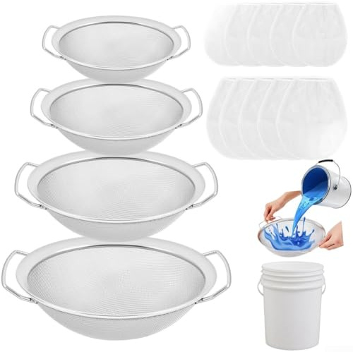 Qualoramall Ensemble de passoire à peinture en acier inoxydable pour seau de 5 gallons - Outil de filtration résistant à la rouille pour des finitions lisses dans les peintures, résines, vernis, miel