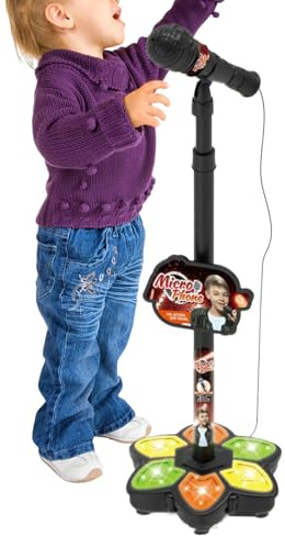 Microfono E Supporto Per Bambini Macchina Karaoke con LED | Microfono Cantante per Karaoke Per Ragazzi e Ragazze, Aula, Viaggio, Sala Giochi, Casa, Festa, Compleanno, Giorno dei