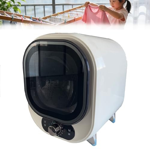 Mini Asciugatrice, Centrifuga Portatile Ventilata, Asciugatrice a Condensatore con 7 Modalità di Asciugatura, Capacità di Carico di 0,8 kg, per Casa, Appartamenti e Camper, da Appoggio/Montaggi white