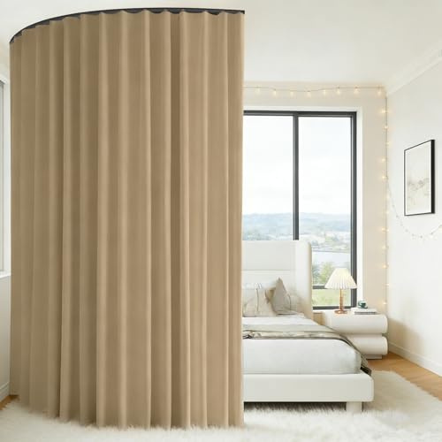 Cortina divisoria de habitación con riel flexible para el techo, cortina opaca de poliéster para separar espacios, cortina divisoria de habitación para dormitorio, sala de estar, oficina y balcón