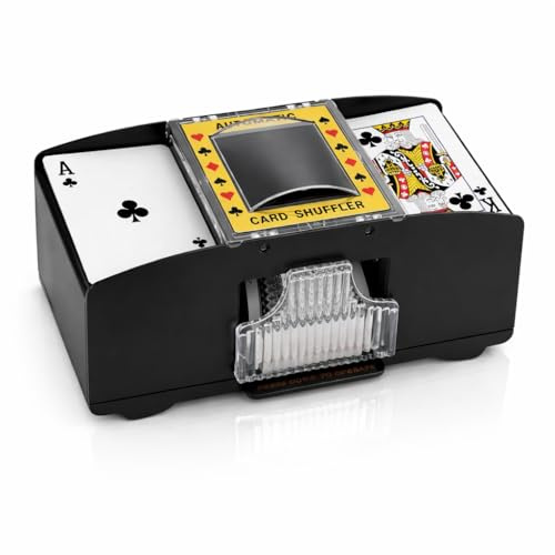 EXPANSIA Automatic Card Shuffler Machine – Electric Playing Card Shuffler for 1–2 Decks, Portable Battery-Operated Card Dealer & Shuffler, Professional Multi Deck Card Shuffling Machine for Poker