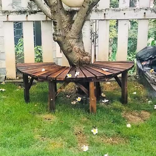 Gaommini Garten-Baumbank, Gartenmöbel, Sitzstuhl, Hof, Terrasse, Sitzbank, umlaufender runder Baumsitz – Freizeitbänke mit Holzlatten, Gartenhocker(Round)