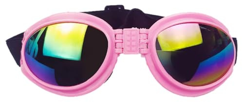Generisch Occhiali da sole per cani estivi – Goggles pieghevoli per cani di piccola taglia e protezione UV con cinturino regolabile, protezione per gli occhi per motociclismo