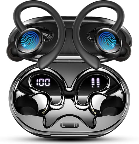 Matast Wireless Earbuds Bluetooth 5.4 Sports Earphones 50Hrs with ENC | Earphones Wireless Headphones with Earhooks Running/Gym dual Noise Cancelling with Mic,IP7 Waterproof, USB-C Fast Charge