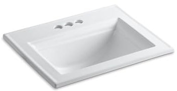 KOHLER K-2337-4-0 Memoirs Self-Rimming Bathroom Sink Sink with Stately Design, White - 22-3/4 x 18
