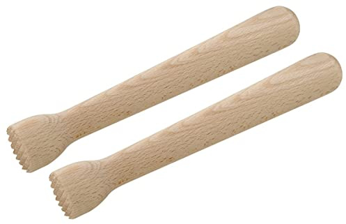 FMprofessional Barstößel, Cocktail-Stößel für Limetten, Caipirinha-Stößel, Barstampfer aus Holz (Farbe: helles Braun), Menge: 1 x 2 Stück