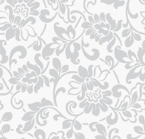 Klebefolie - Möbelfolie Ornamente Silber Grau - 0,90 m x 15 m Selbstklebefolie mit Barockmotiven - Bastelfolie