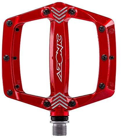 AZONIC | Fahrrad-Pedale | MTB Downhill Freeride Mountainbike BMX | CNC-bearbeitetes Aluminiumdruckguss, Langlebige DU-Buchsen und doppelt abgedichtete Lager | Americana Pedal | Rot