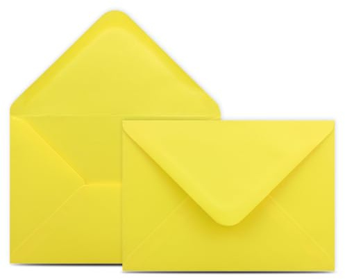 25 Briefumschläge DIN C6 Gelb - 11,4 x 16,2 cm - Kuverts mit 100 g/m² Nassklebung spitze Klappe - Umschläge ohne Fenster - Colours-4-you