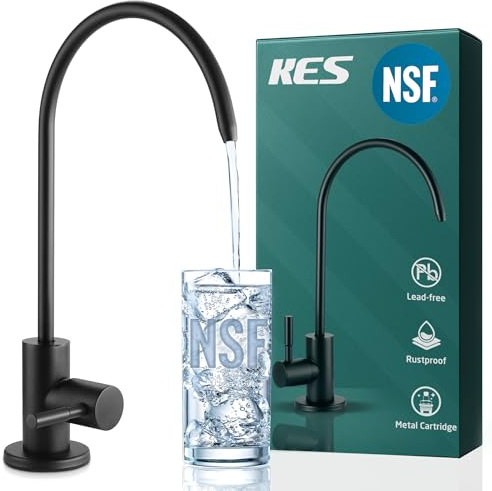 KES NSF Certified Reverse Osmosis Faucet, RO Lead-Free Water Filter Faucet Drinking Water Faucets Kitchen Faucet Non-Air-Gap 304 Stainless Steel Matte Black, Z504CLFF18-BK