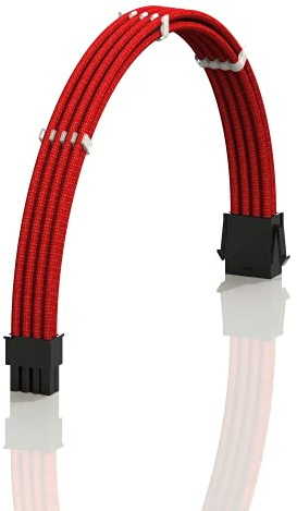 LINKUP - AVA 30cm EPS 8 Pin (4+4) CPU ATX Motherboard PSU Power Supply Braided Sleeved Custom Mod PC Extension Cable w/Combs | Strong & Stiff Design | Single Pack | 300mm - Red