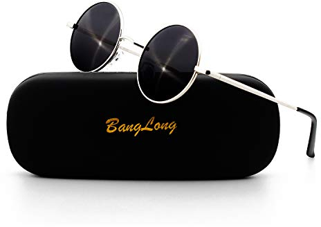 BangLong Runde sonnenbrille Herren Damen, Runde Polarisiert Sonnenbrille Retro Vintage Sunglasses Mirrored Lenses