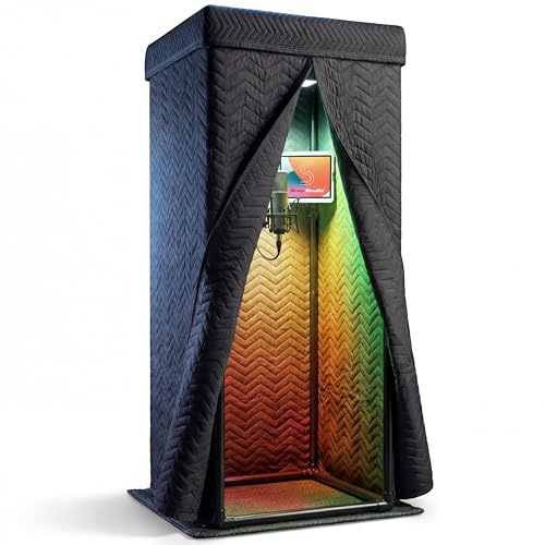 Snap Studio Vocal Booth – #1 empfohlene Studio-Soundkabine für die Aufnahme trockener, echofreier Gesang – 80% Reverb Reduktion & 360° Isolation – Cliphalterung, Lichter und Reisetasche im